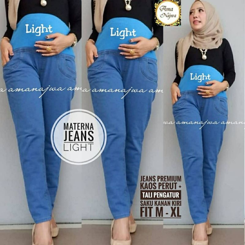 Jeans Materna, CELANA JEANS HAMIL/ CELANA BUMIL BAHAN JEANS STRETCH IMPORT KAOS PERUT FIT TO XL OOTD