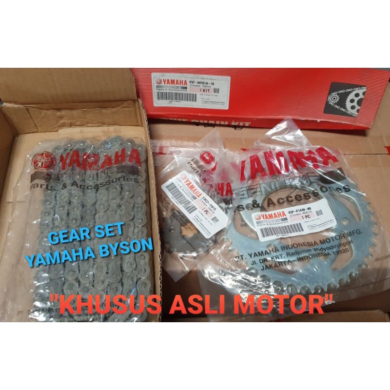 YAMAHA GEAR SET, GIR SET, DRIVE CHAIN ORIGINAL, BYSON, asli YGP. Spare part motor yamaha