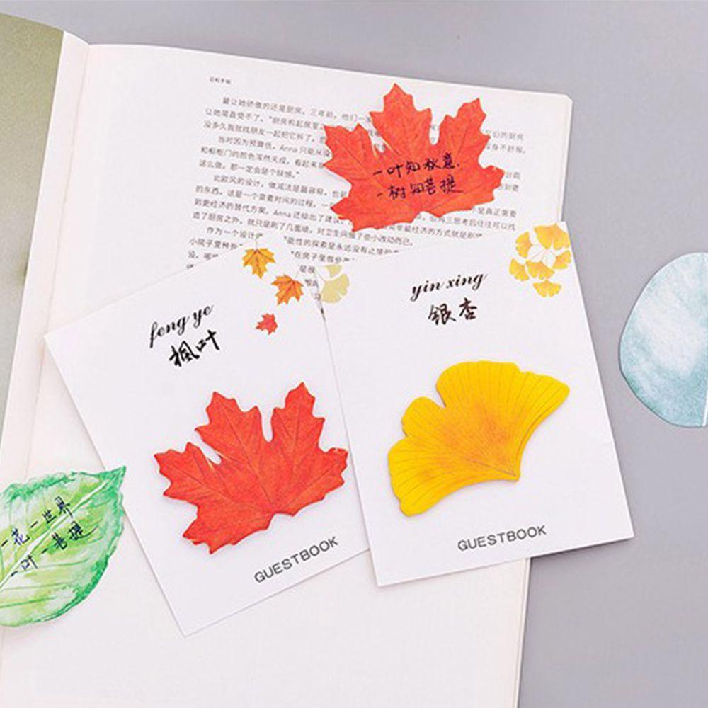 Agustina Ginkgo biloba Sticky Note 30lembar Ins Style N Times Sticky Planner Stiker Tangan Dekorasi Akun Tulisan Bantalan Imitasi Daun Pesan Note