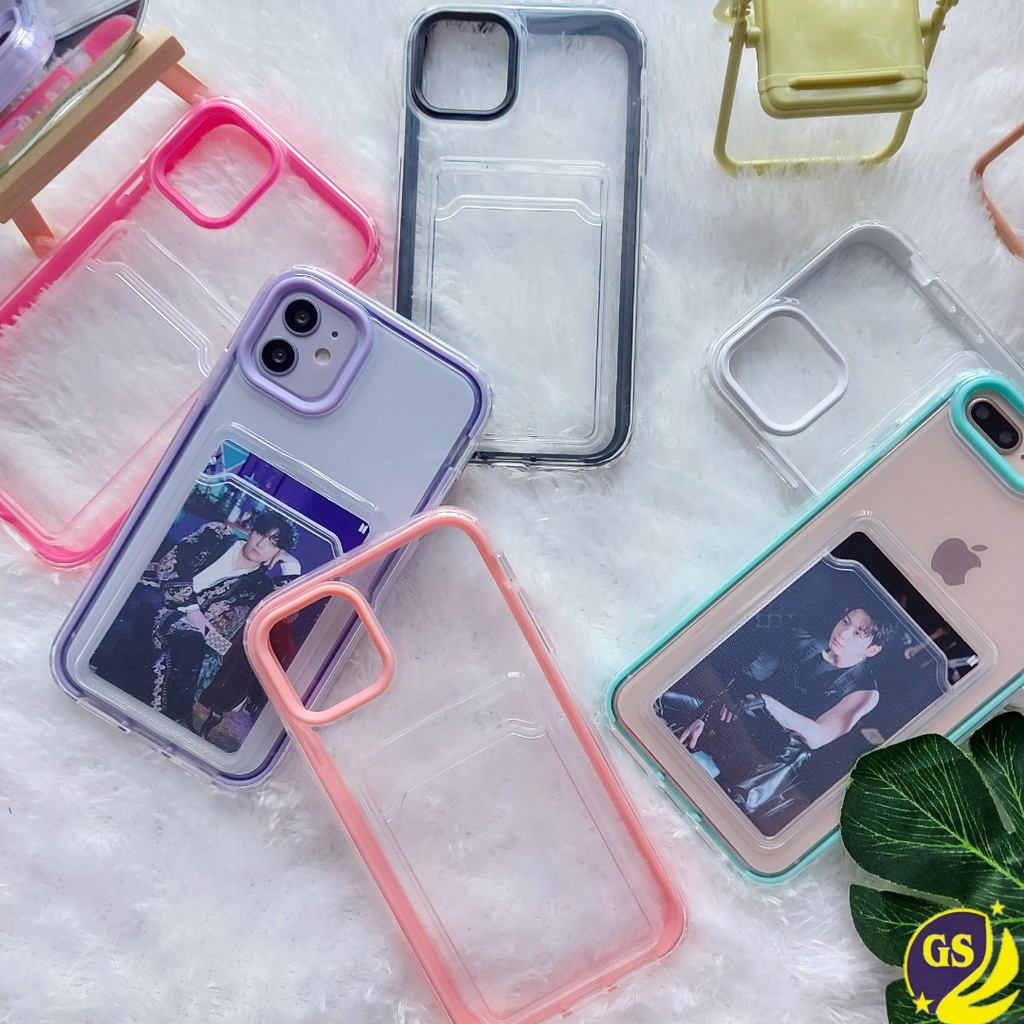 IPHONE 11 11 PRO 11 PRO MAX / IPHONE X XS XR XS MAX / IPHONE 6 6S 6G 7 8 PLUS 6+ 6S+ 7+ 8+ CLEAR CASE 3 IN 1 SLOT CARD HOLDER POCKET 2 LAYERS