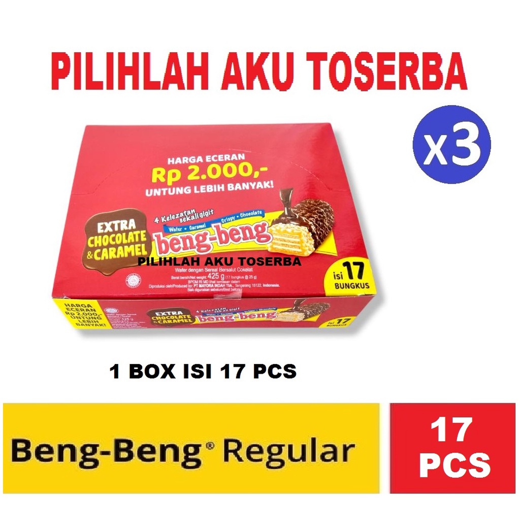 Beng-Beng Regular - Beng-Beng Coklat - (1 PAKET ISI 3 BOX ) - 1 BOX isi 17Pcs @ 25gr