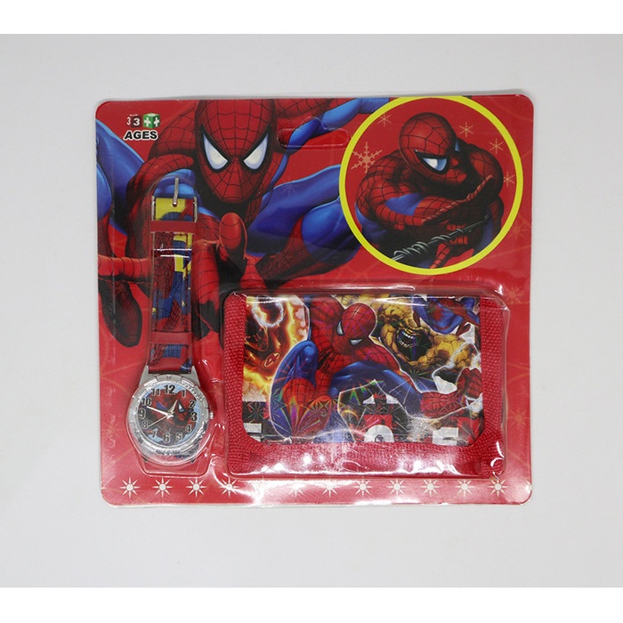 Jam Anak Perempuan Jam tangan anak + dompet spiderman Jam tangan spiderman Jam Tangan Lucu K7L3 Jam 