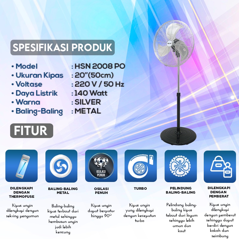 SEKAI Kipas Angin Berdiri Tornado / Stand Fan Alumunium 20 Inch - HSN 2008