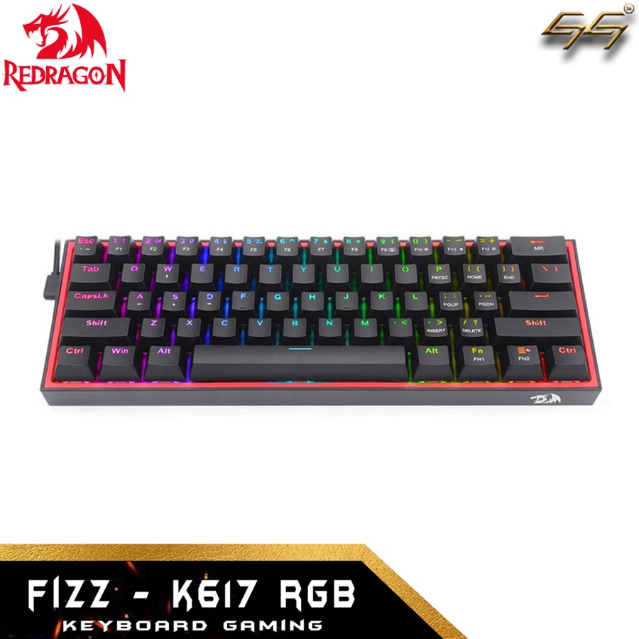 Keyboard Gaming Mechanical 60% RGB REDRAGON FIZZ K617RGB K617 RGB 60% Mechanical Gaming Keyboard