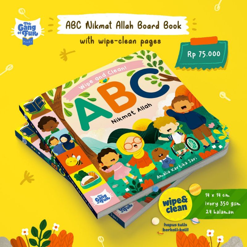 IVB BUKU ANAK ISLAM WIPE–CLEAN ABC NIKMAT ALLAH BAHASA INDONESIA GANG FUR