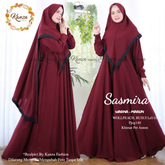 SASMIRA SYARI GAMIS MUSLIMAH PREMIUM ORI BY KANZA FASHION BTC