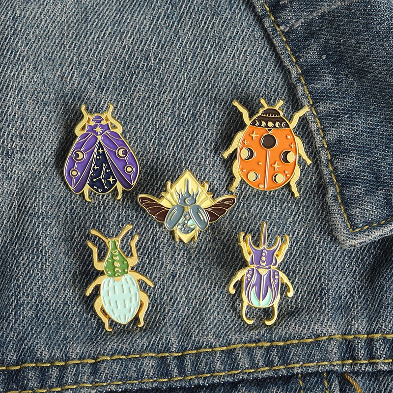 Cartoon Insect Enmel Pin Longhorned Beetle Pin Ladybug Pin Animal Jewelry Clothing Accessories