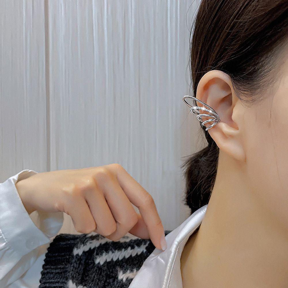 Needway Wanita Klip Telinga Trendi Manis Elegan Perhiasan Telinga Palsu Multi Layer Zirkon Klip On Earrings