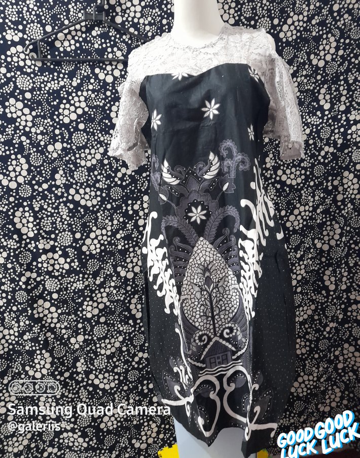 Dress Batik Brokat Calista Motif Gunungan Sogan Resleting Depan Batik Pekalongan