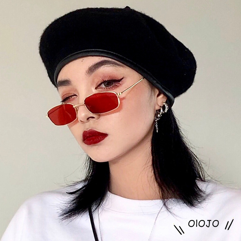 【CHECKOUT RP100】 Korean Kacamata Fashion Bingkai Persegi Panjang Retro Korea Kecil Wanita Kacamata Hitam Ulzzang Bingkai Logam Shades Sunglasses Aksesoris Wanita