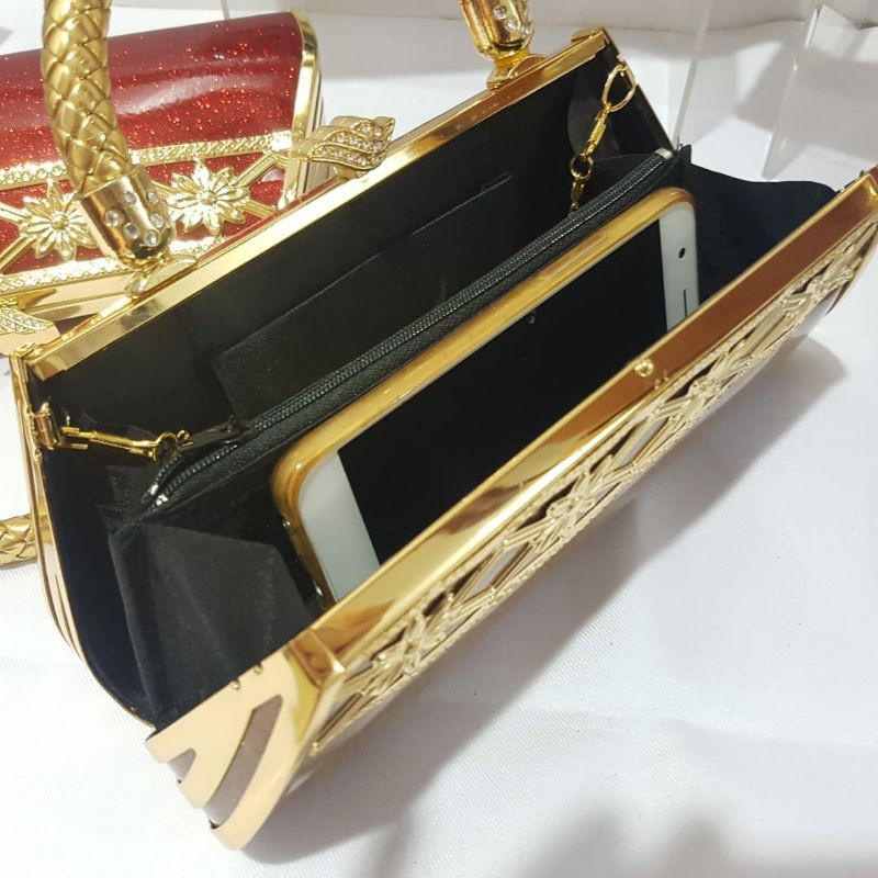 Tas Pesta Farnell Import Diamond Party Clutch 2586 Mewah Elegan