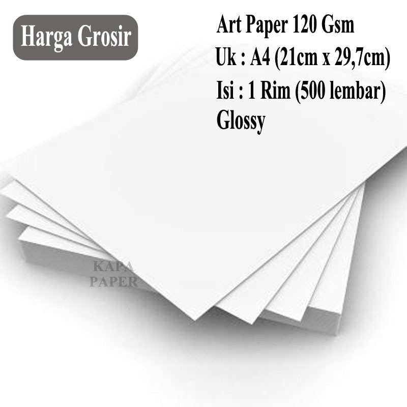 KERTAS ART PAPER 120 GRAM UKURAN A4 GLOSSY 1 RIM (500 LEMBAR)