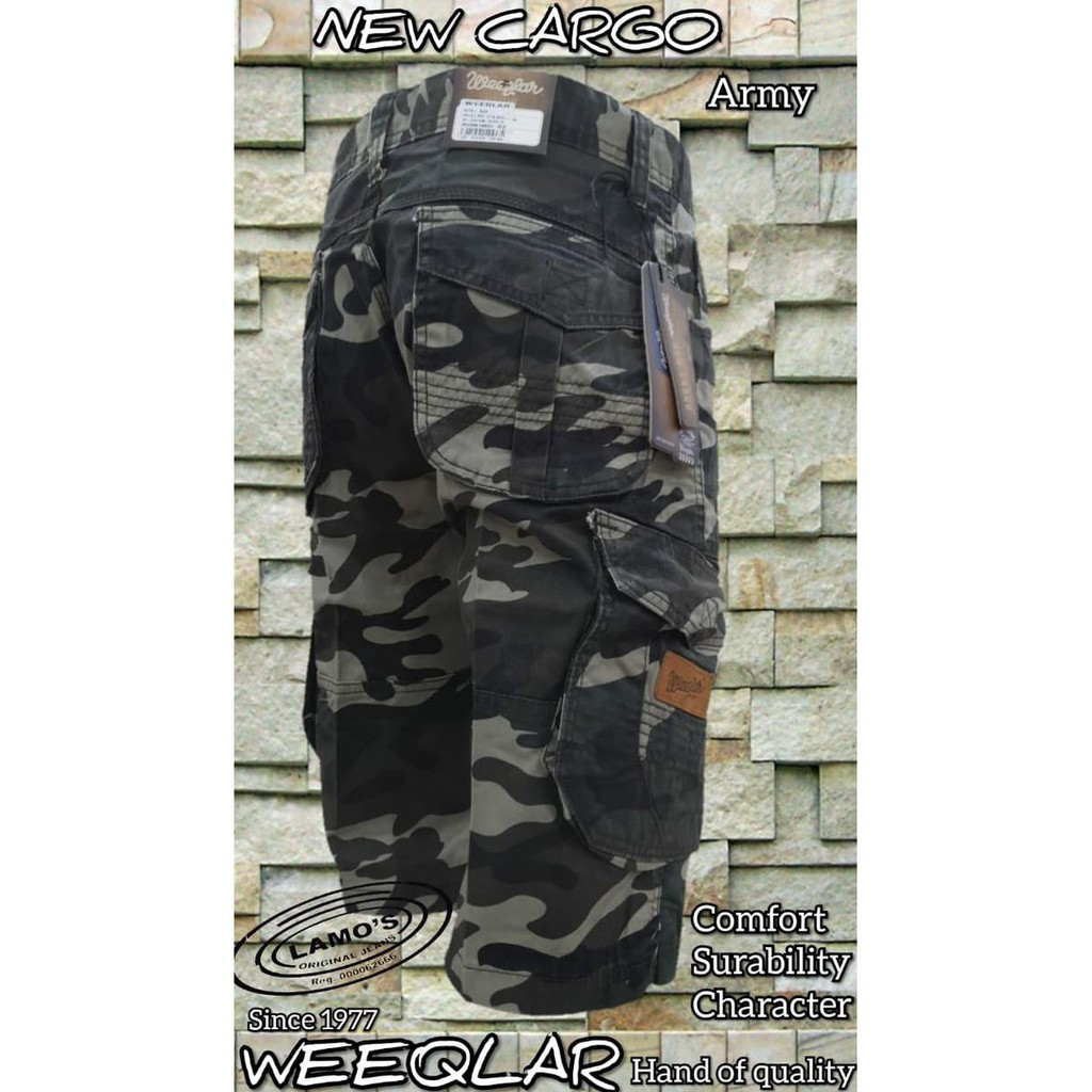 Celana Pendek Cargo Army / Celana Pendek Loreng / Celana Kargo Weeqlar - Putih, 27 Lyodra_Stuff