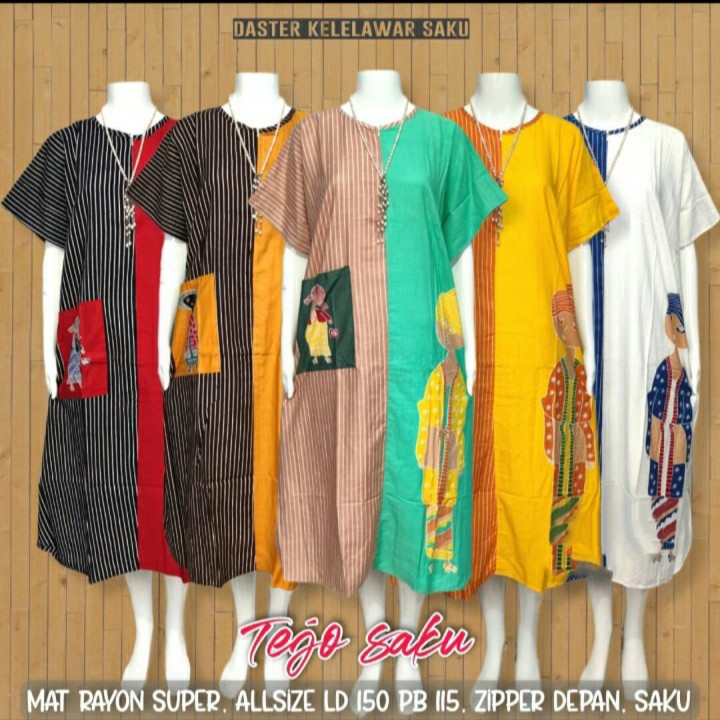 Daster Jumbo Lowo Kalong Bu Tejo Saku Rayon Halus Busui - Daster Kekinian