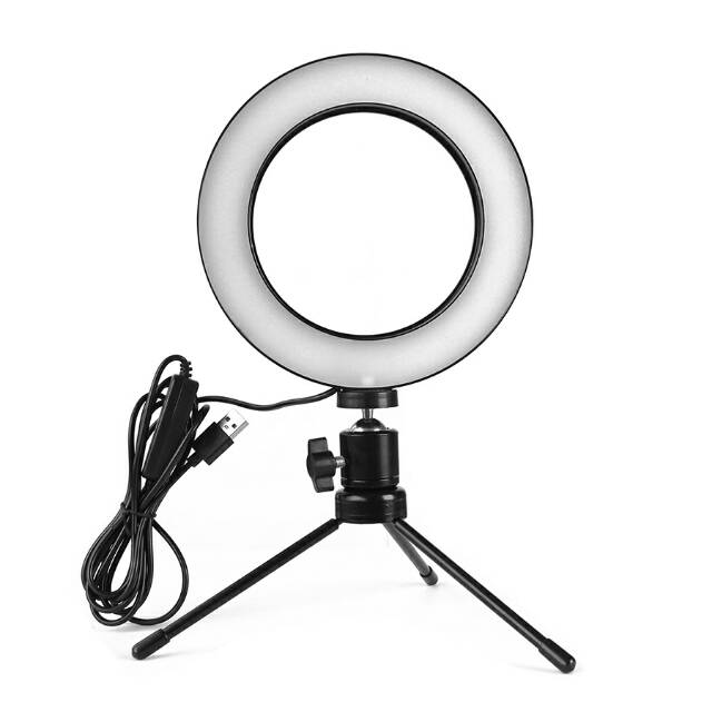 Lampu Halo Ring Light LED Kamera 16CM with Tongsis Tripod - EL940008A