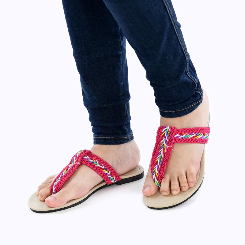 Original! Justin Sandal Jepit Wanita JH 53 Merah Kombinasi Kekinian