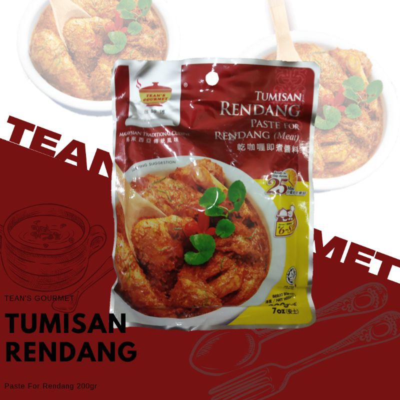 

Malaysian Bumbu Tumisan Rendang Paste for rendang (meat) Tean's Gourmet 200gr