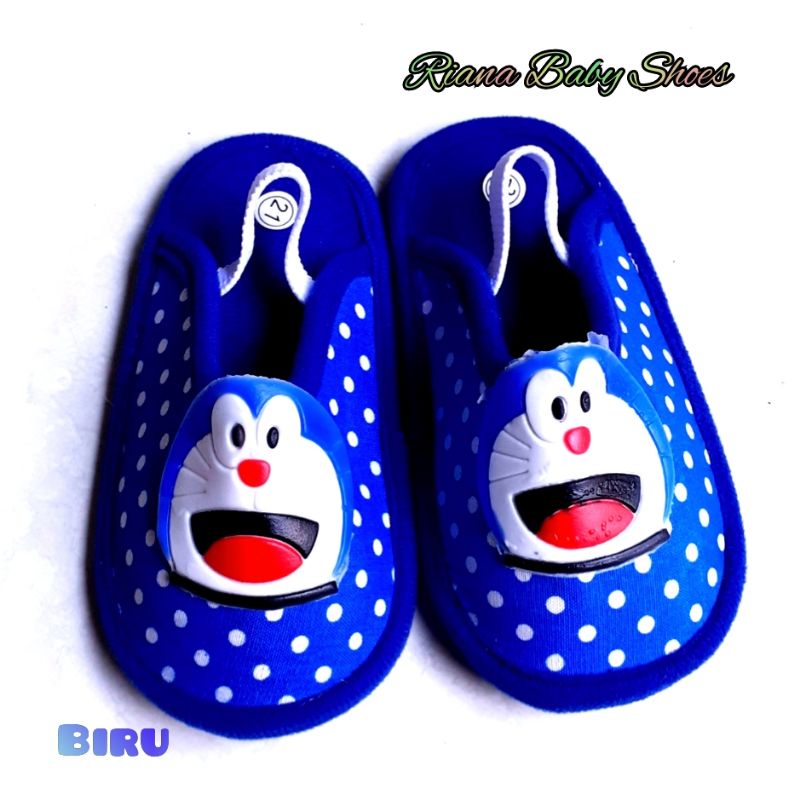 Sandal slop bayi BAPAU motif polkadot Doraemon murah terbaru usia 6 s/d 18 Bulan