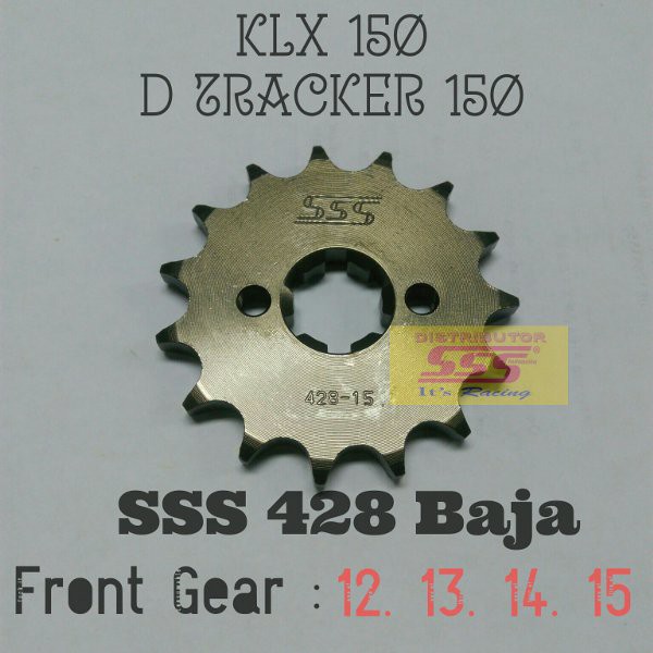 KLX : GEARSET / GIRSET / GEAR SET / GIR SET KLX 150 , D TRACKER 150 SSS 428 GOLD ALLOY RANTAI SSS