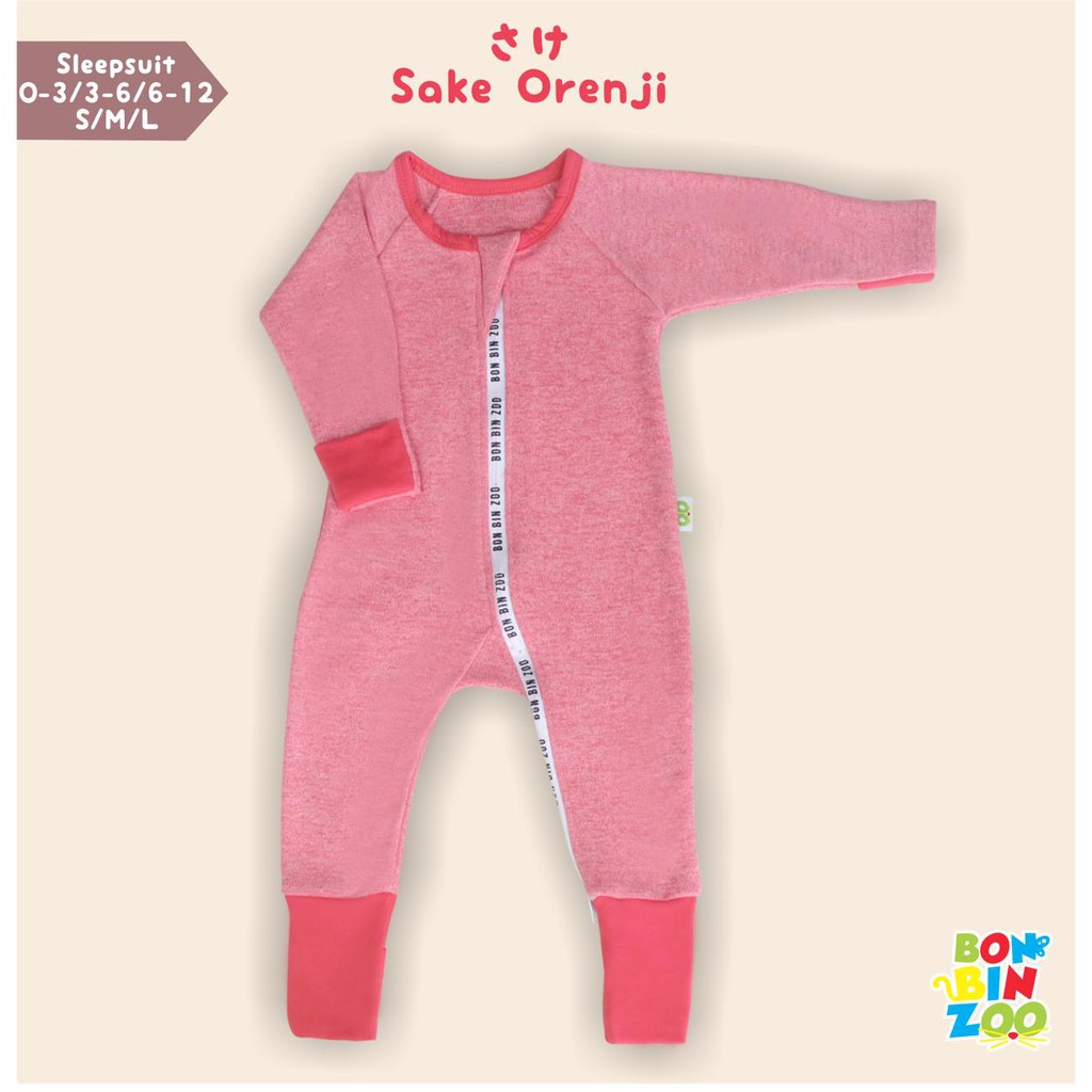 Bonbinzoo Granit Sleepsuit Zipper Jumpsuit Bayi 0-12 Bulan-Sake Orenji