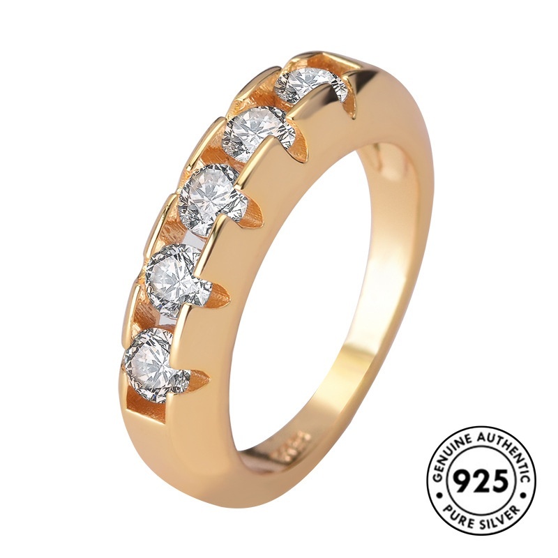 Cincin Sterling Silver 925 Hias Berlian Imitasi Elegan Untuk Wanita