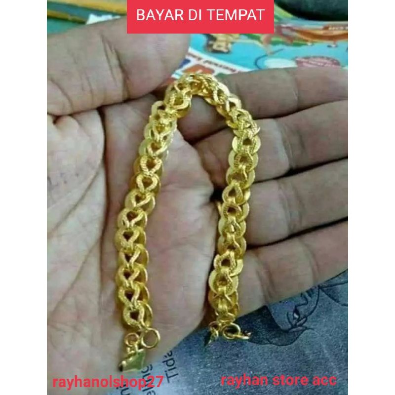 GELANG TANGAN WANITA SEPUHAN EMAS 24 K MOTIF KELABANG 5 SUKU