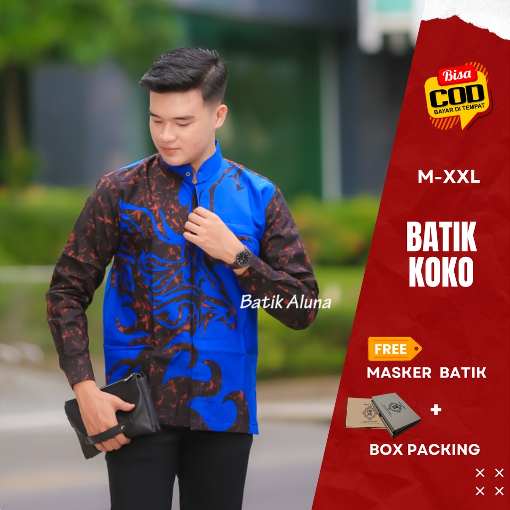 KEMEJA KOKO BATIK CAP TULIS SOLO PRIA COWOK LENGAN PANJANG SLIM FIT HALUS LEMBUT TEBAL