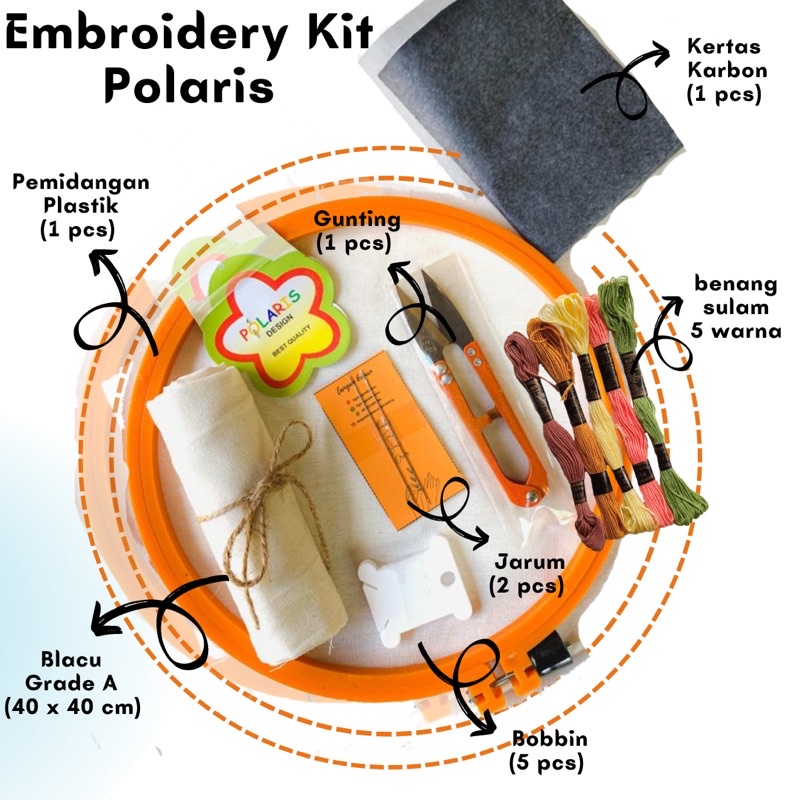 Embroidery Kit Polaris - Paket Sulam Tangan Benang murah