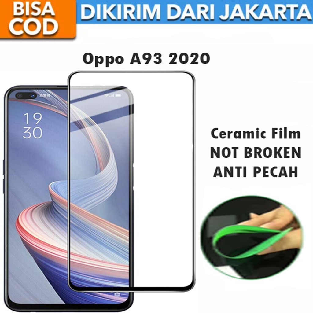 Tempered Glass Oppo A93 2020 Full Cover / Full Screen Ceramic Film Anti Gores