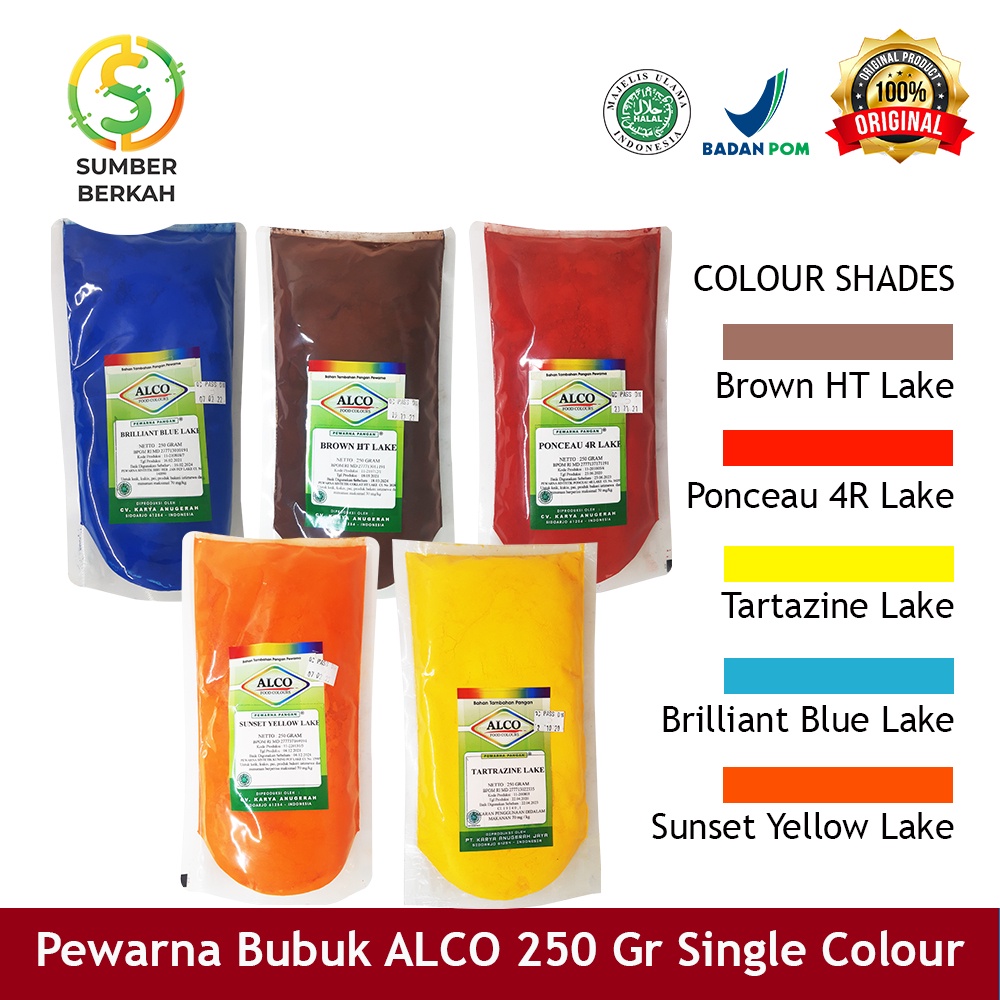Pewarna Makanan Minuman Kue Bubuk ALCO 250 gr Single Colour Lake