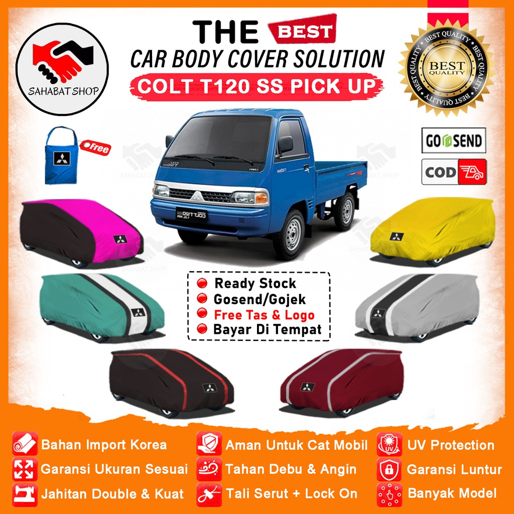 Sahabat Body Cover Mobil Colt / Sarung Penutup Mitsubishi Colt T120SS Pick Up Outdoor / Selimut Mantel Tutup Kerudung Jas Mantol Kelambu Kerodong Pelindung Pembungkus Tutupan Terpal Bungkus Mobil Colt Pikup Waterproof Anti Air Model Orange