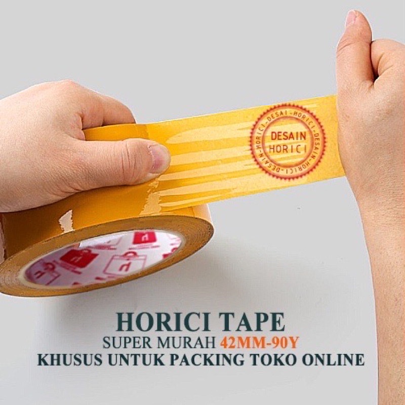 HORICI TAPE 42mmx90Y KHUSUS UNTUK PACKING TOKO ONLINE MURAH / FULL PANJANG LAKBAN BENING DAN COKLAT ISOLASi