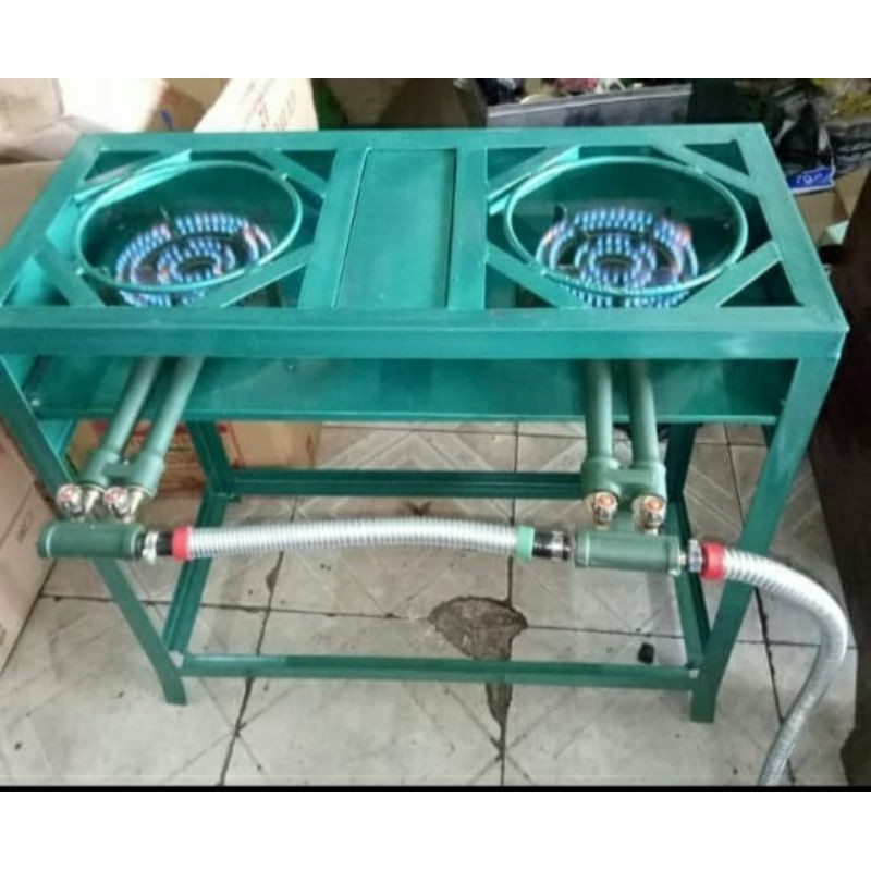 kompor gas martabak manis 2tungku lengkap selang regulator dan rangka
