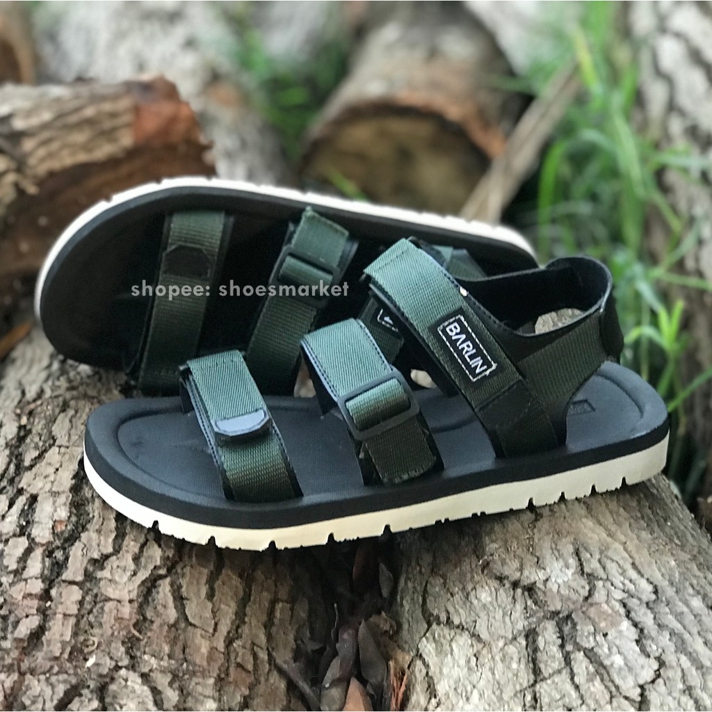 BISA BAYAR DITEMPAT (COD) SANDAL GUNUNG PRIA BLACK  HIJAU ARMY CASUAL SENDAL ORIGINAL BARLIN