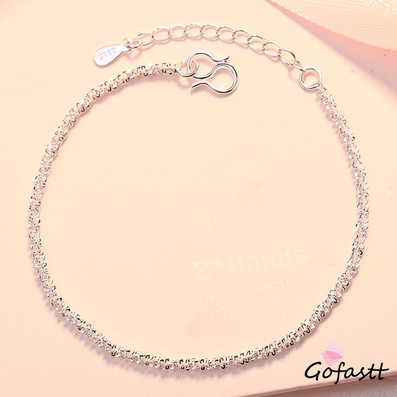 925 Perak Berbentuk Hati Rantai Gelang Bunga Bintang Liontin Korea Fashion Gelang Wanita Hadiah Ulang Tahun G-4