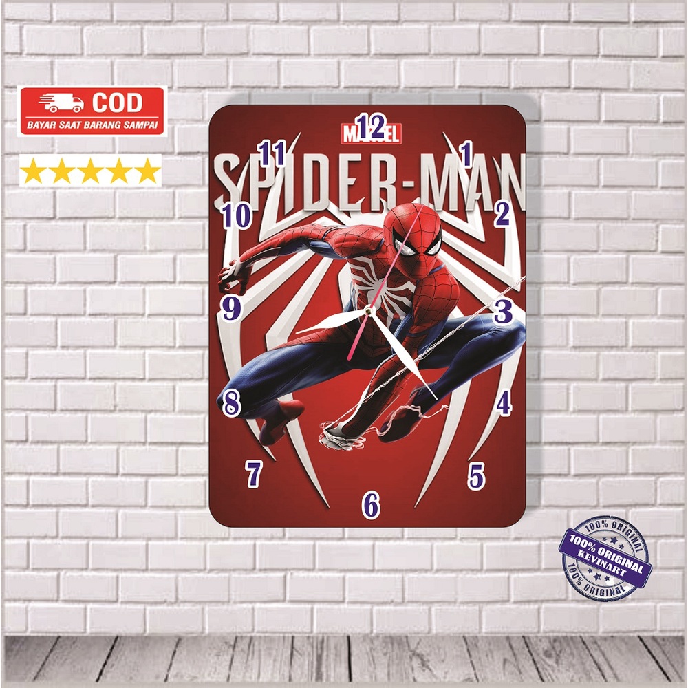 JAM DINDING BESAR SPIDERMAN DEKORASI DINDING KAMAR RUANGAN RUANG TAMU MERCHANDISE PAJANGAN KARAKTER