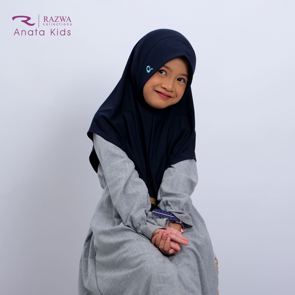 Razwa Anata Kids - Hijab Instan Anak Bahan Jersey Premium Pet Tipis Original High Quality - Navy