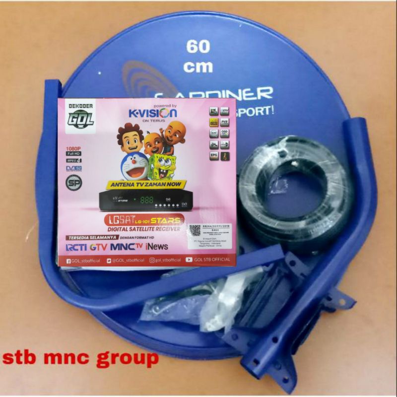 Satu Paket Antena Parabola 60cm Gardiner Receiver LGsat Stars stb mnc group