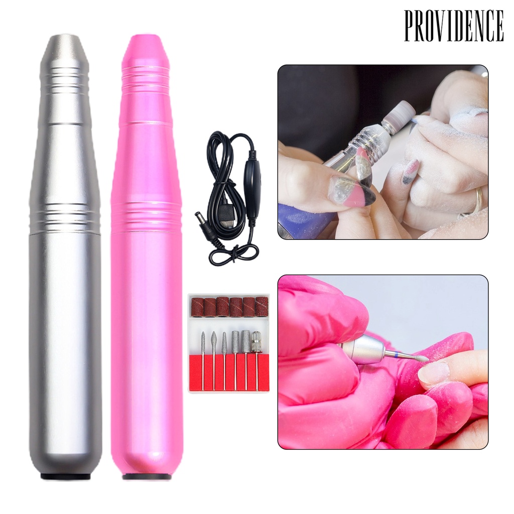 Providence 1 Set Mesin Kikir Kuku Elektrik Mini 35000RPM Rechargeable Nyaman Untuk Manicure Bits