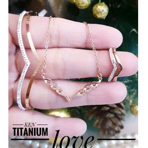 Titanium Set Perhiasan Wanita Rosegold Fuji 48222