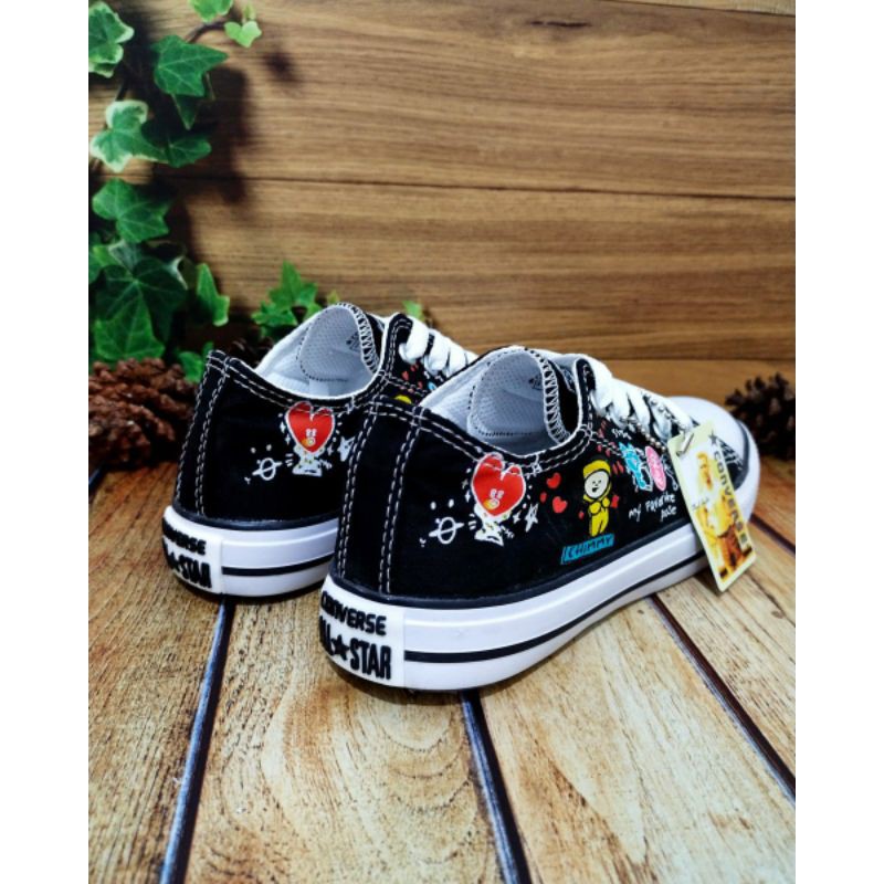 sepatu anak converse anak bts bt21 warna hitam sepatu sekolah anak sepatu anak laki laki dan sepatu anak perempuan berkualitas premium