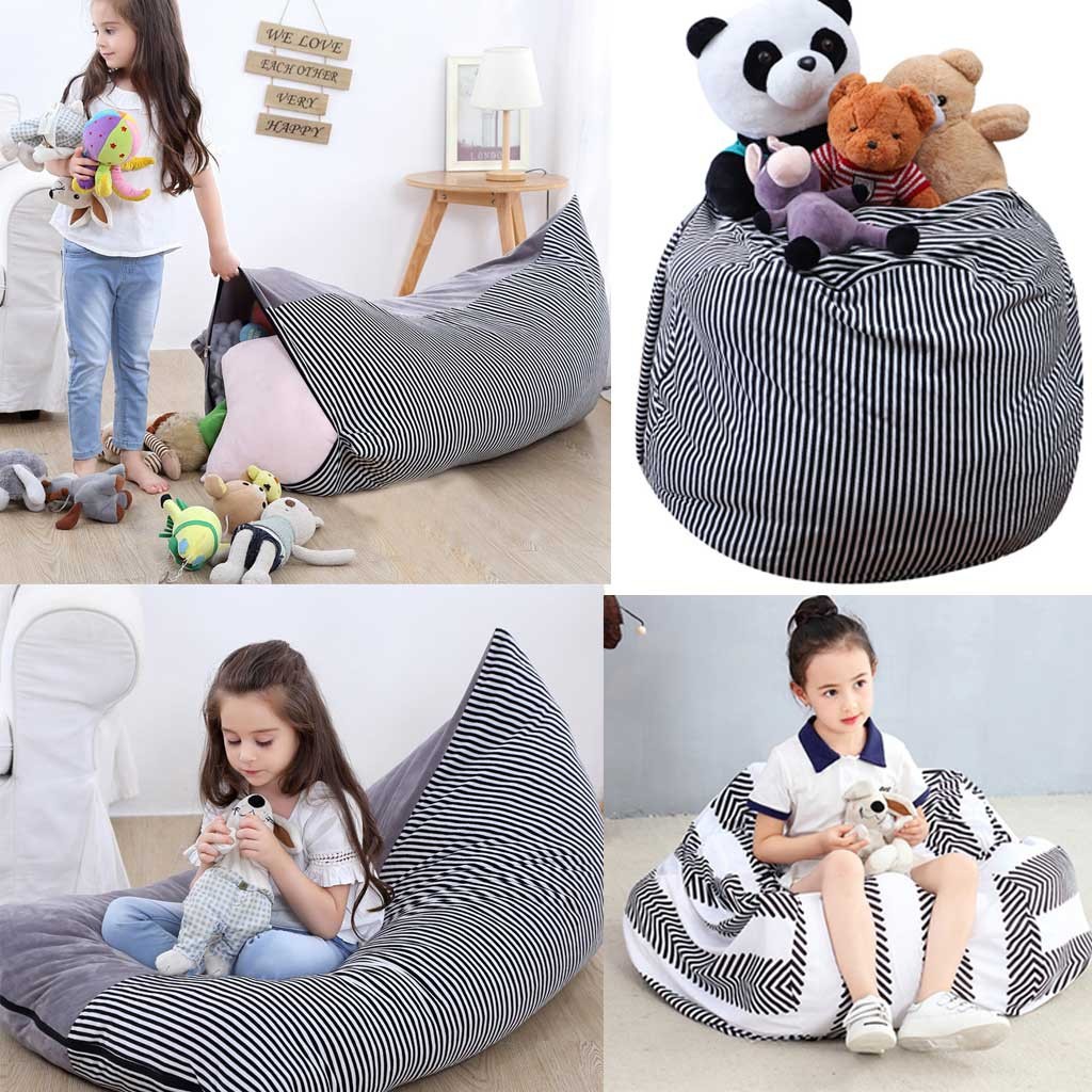 bean bag chair filled with stuffed animals