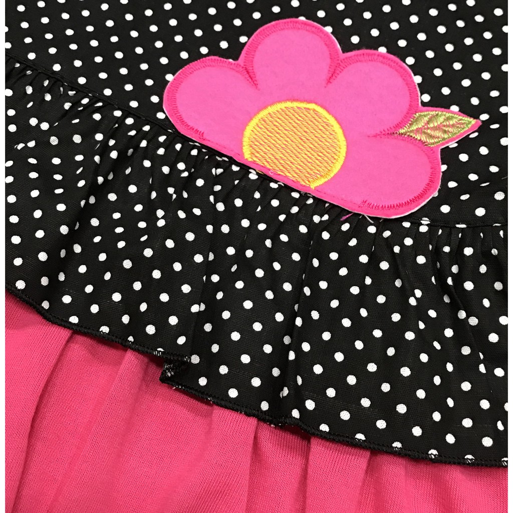 Babysmart - Baju bayi/Anak Perempuan Dress motif Polkadot Bunga Susun PLANET KIDS usia 0 -12 bulan