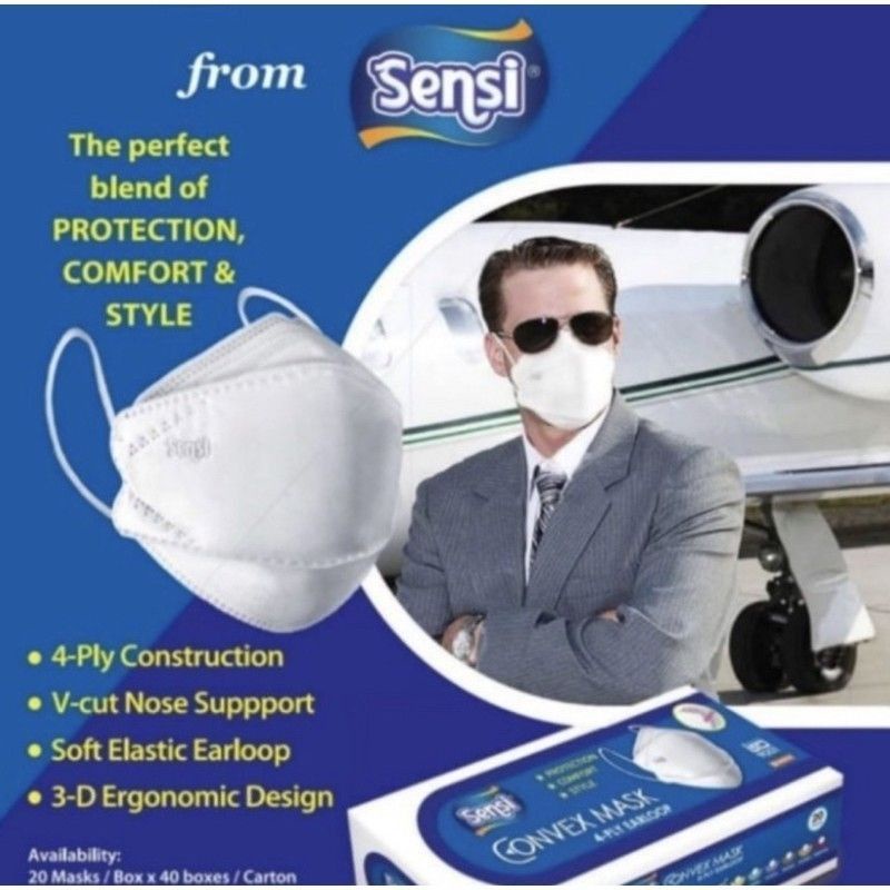 Masker Sensi Convex isi 20pc - Sensi Convex Earloop - Masker Sensi model Kf94