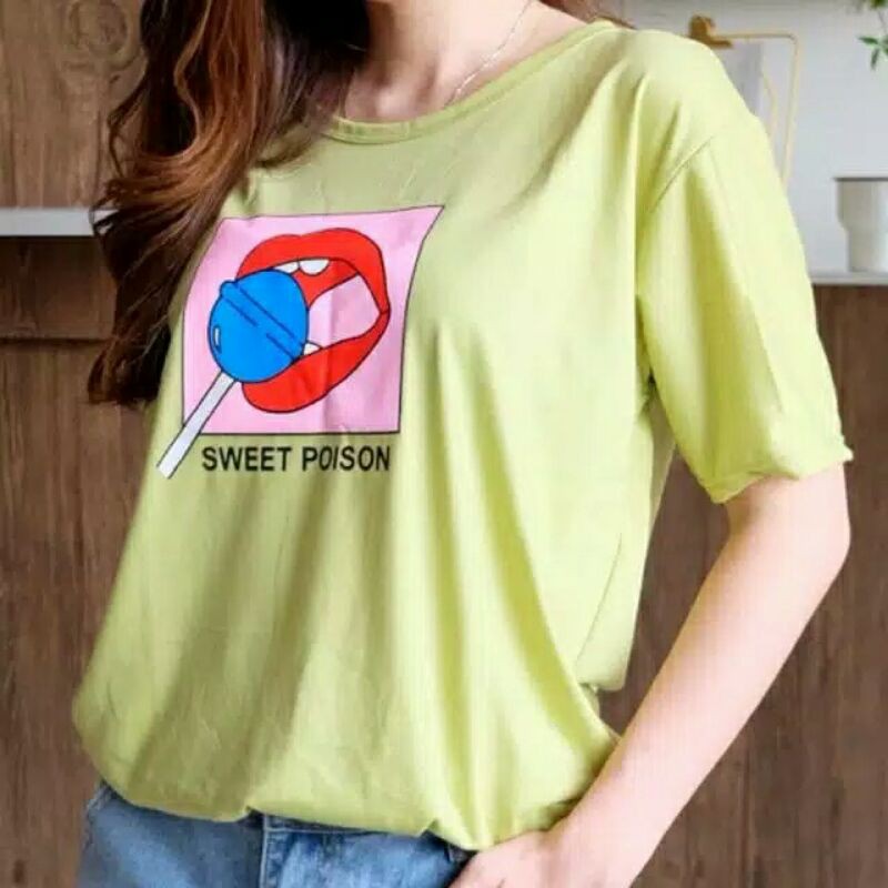 Atasan Wanita Oversize Combad 30's, Hijau Lime, Sweet Poison