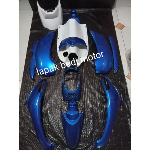 cover full fullset bodi body halus alus honda scopy scoopy fi 2013-2016 biru putih glosy glossy