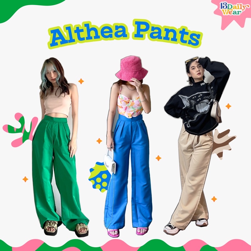 Althea Pants | Velcro Pants | Emerald Green Pants | Flowy Wide Pants | Celana Wanita High Waist