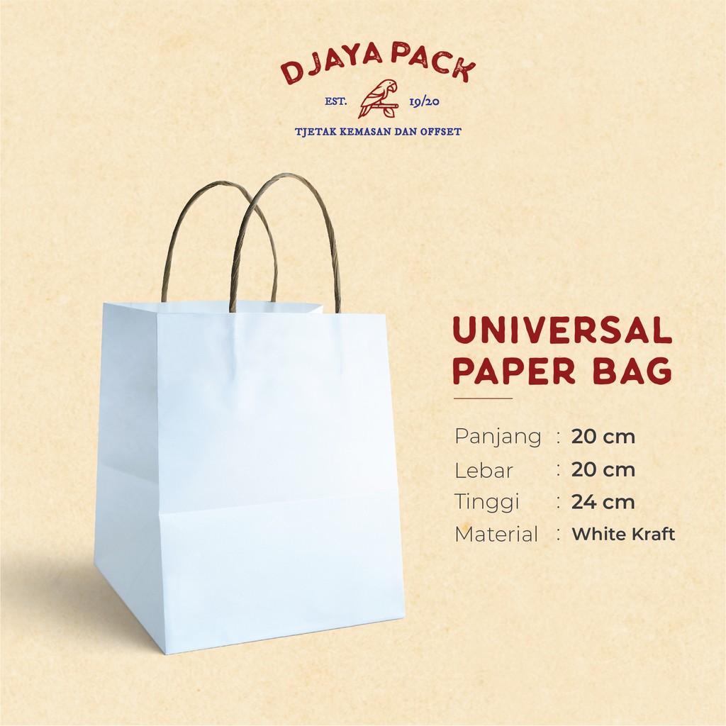 Paperbag Shopping Bag White Kraft Putih Polos Shopee Indonesia