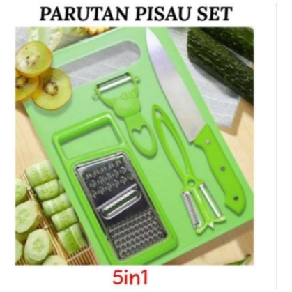 Pisau Set 5 In 1 - Talenan Gunting Parutan Peeler - Knife Kitchen Set