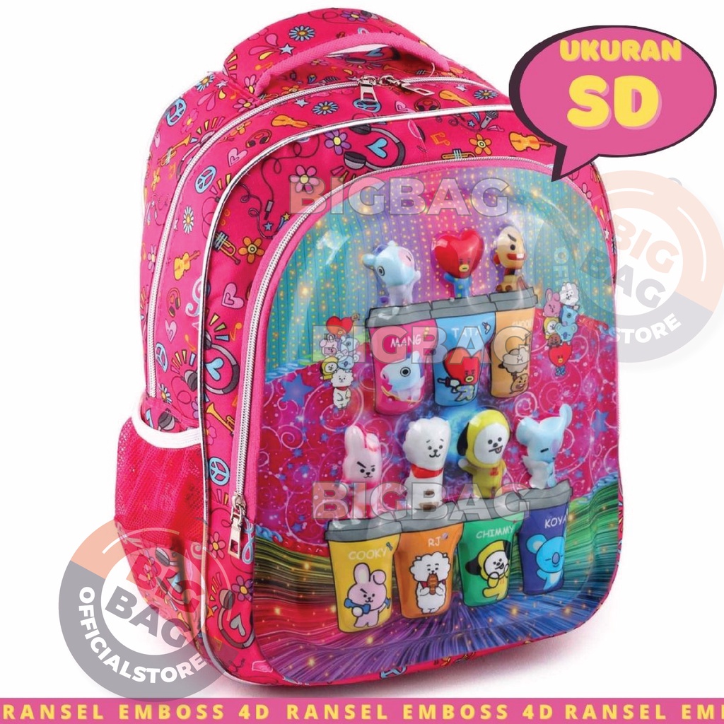 Tas Ransel Anak Perempuan Karakter TAS BOBA - RANSEL BOBA - 4D Emboss Clarity - Hologram SD - Tas 4D Timbul Tas Timbul School